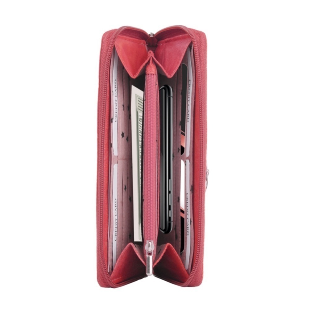 Red Genuine Leather RFID Women's Wallet - Picture 4 of 9